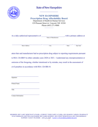 Document preview: Pdab No Price Reporting Attestation Form - New Hampshire