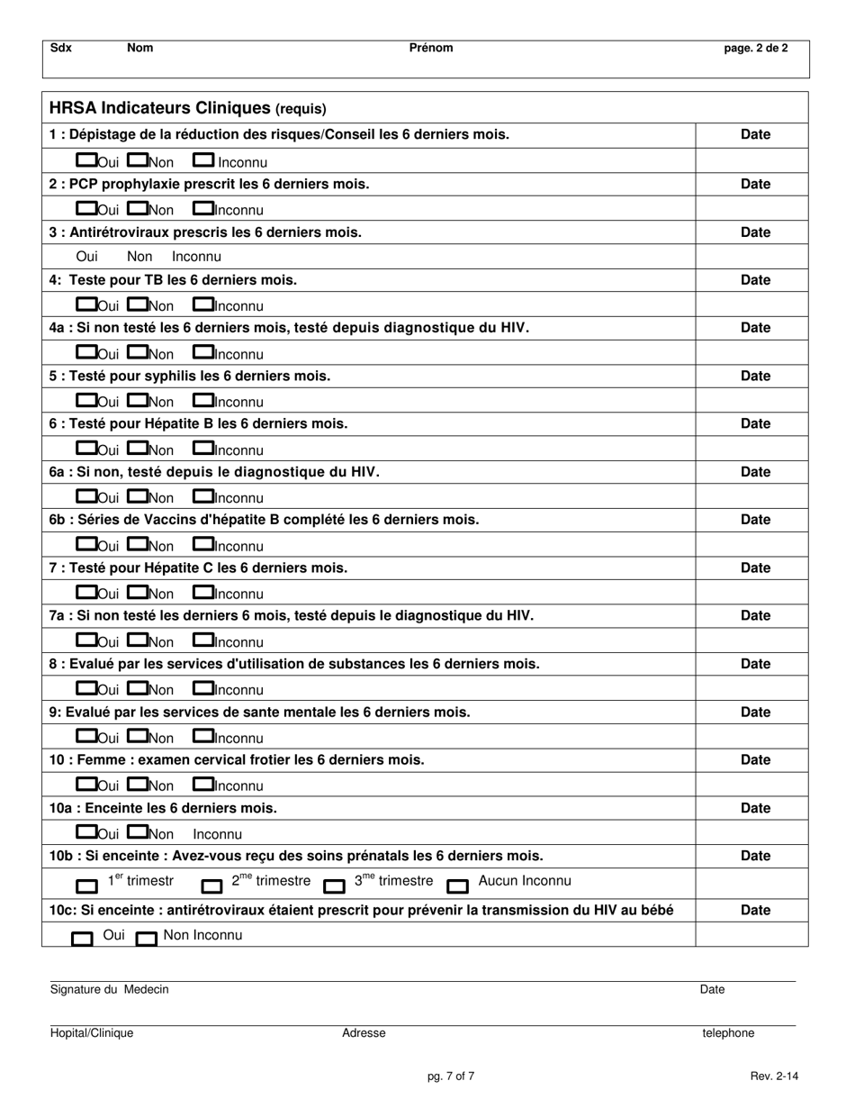 Nh Ryan White Care Application - New Hampshire (French), Page 7