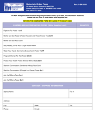Document preview: Materials Order Form - Immunization Program - New Hampshire