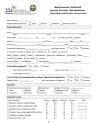New Hampshire Confidential Hepatitis B Provider Case Report Form (New Diagnoses and Perinatal Exposures Only) - New Hampshire