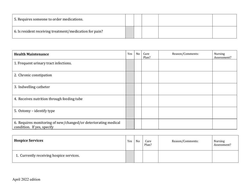 Care Assessment for Residential Services Tool - New Hampshire, Page 3