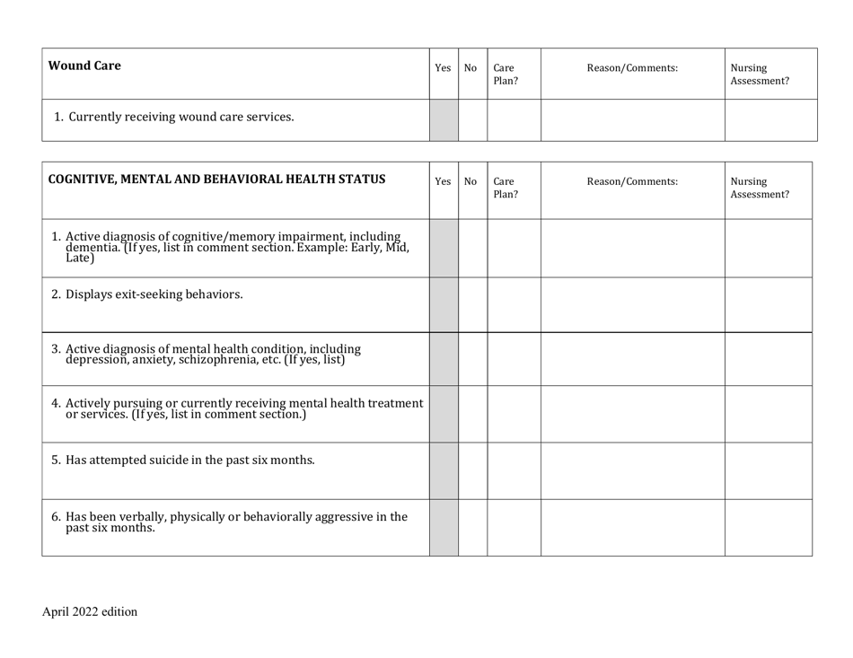 New Hampshire Care Assessment For Residential Services Tool - Fill Out 