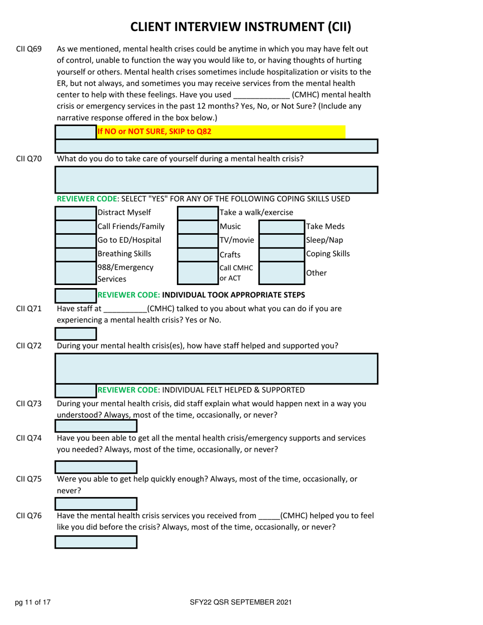 Client Interview Instrument (Cii) - New Hampshire, Page 11