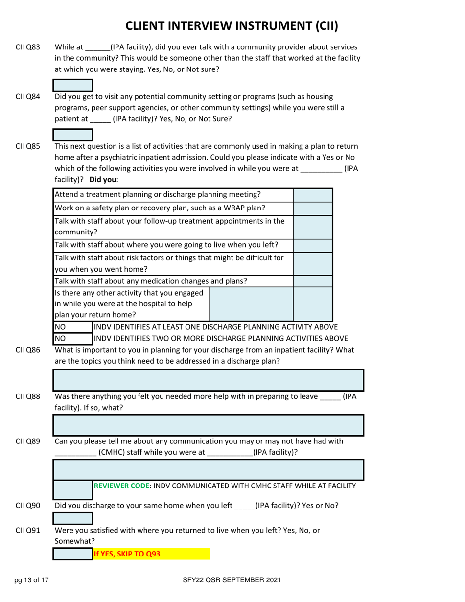 Client Interview Instrument (Cii) - New Hampshire, Page 13