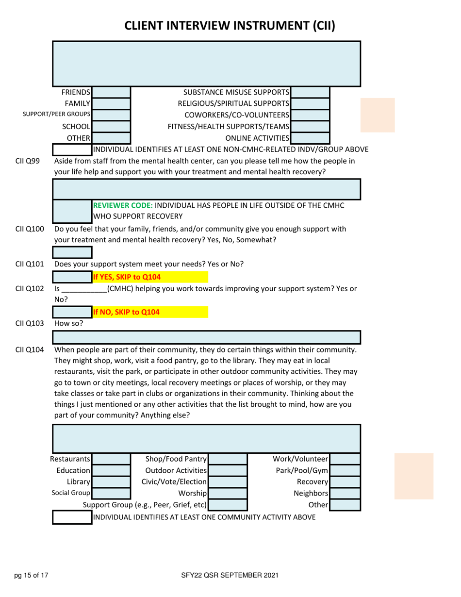 Client Interview Instrument (Cii) - New Hampshire, Page 15