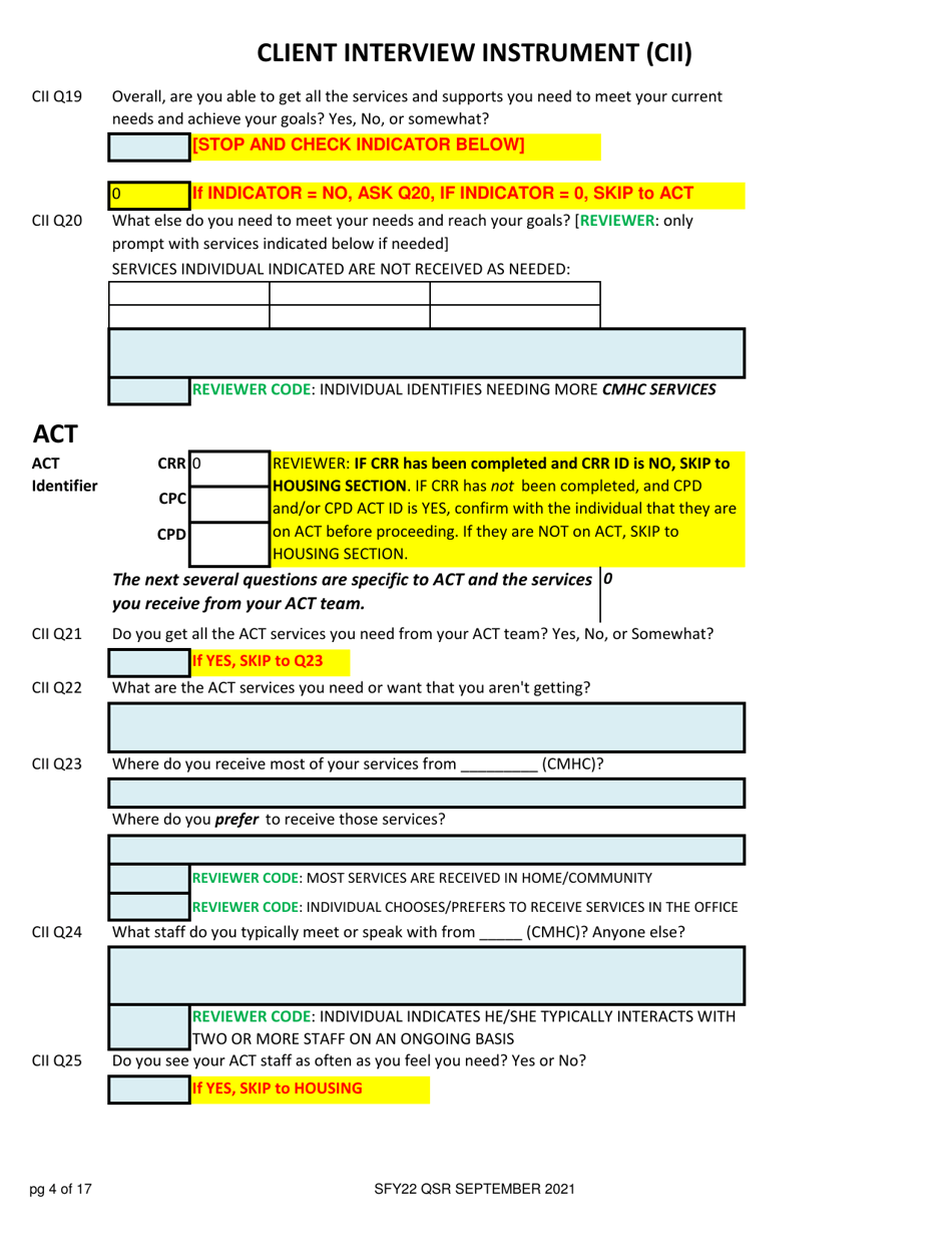 Client Interview Instrument (Cii) - New Hampshire, Page 4
