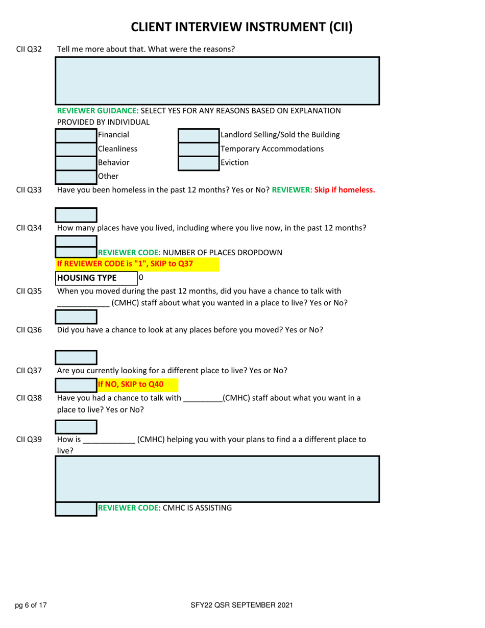 Client Interview Instrument (Cii) - New Hampshire, Page 6