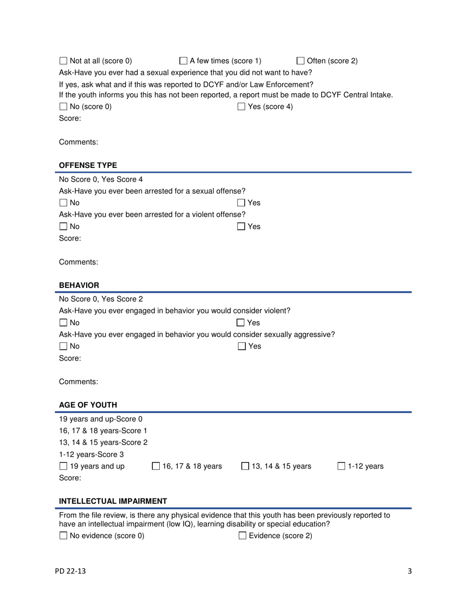 Form 2197 Prea Vulnerability Assessment Instrument - Risk of Victimization and / or Sexually Aggressive Behavior / Overall Risk - New Hampshire, Page 3