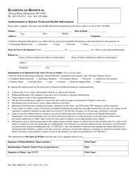 Document preview: Authorization to Release Protected Health Information - Hampstead Hospital - New Hampshire