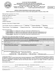 Document preview: Form MSLAPP Application for Milk Sanitation License - New Hampshire