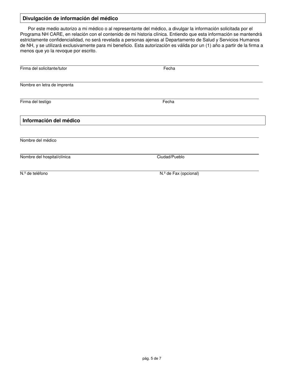 Solicitud De Nh Care - New Hampshire (Spanish), Page 5