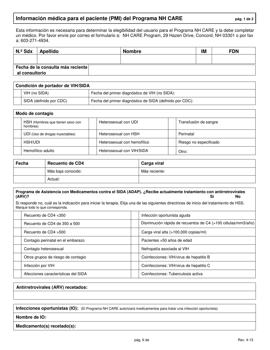 Solicitud De Nh Care - New Hampshire (Spanish), Page 8