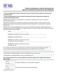 Document preview: Retirar Mi Participacion Y Eliminar Informacion Del Registro De Inmunizacion/Vacunacion De New Hampshire - New Hampshire (Spanish)
