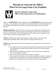 Document preview: Ltc Ombudsman Volunteer Application - New Hampshire