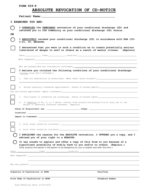 Form 609-8 (609-9; 609-10)  Printable Pdf