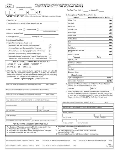 Form PA-7  Printable Pdf