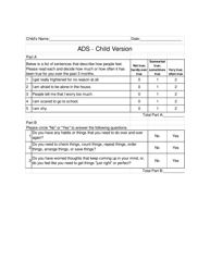 Document preview: Anxiety and Obsessive/Compulsive Disorders - Child Version - New Hampshire