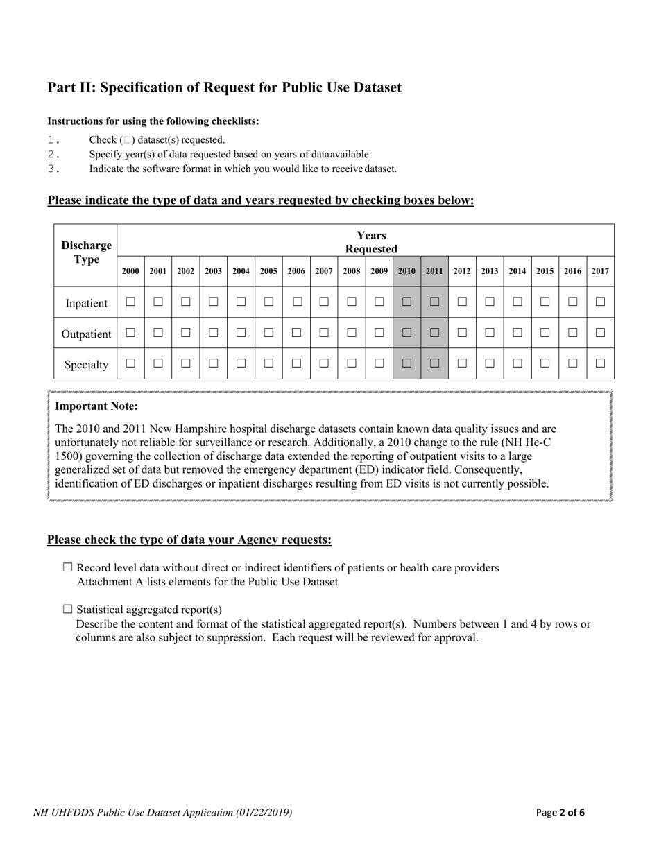 Application for Public Use Data Set - Uniform Healthcare Facility Discharge Data Set (Uhfdds) - New Hampshire, Page 3