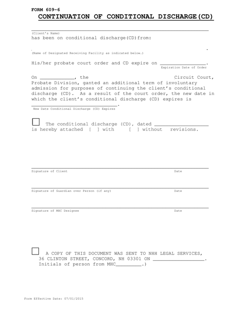 Form 609-6 Continuation of Conditional Discharge (Cd) - New Hampshire