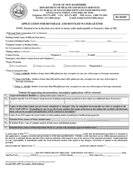 Document preview: Form ISB APP Application for Beverage and Bottled Water License - New Hampshire