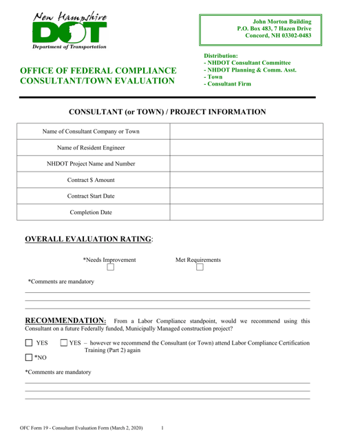 OFC Form 19  Printable Pdf