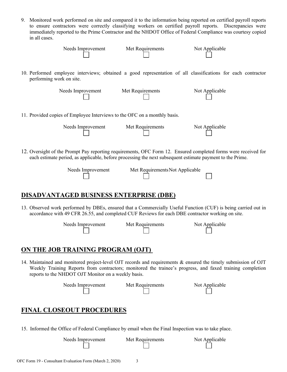 OFC Form 19 Consultant / Town Evaluation - New Hampshire, Page 3
