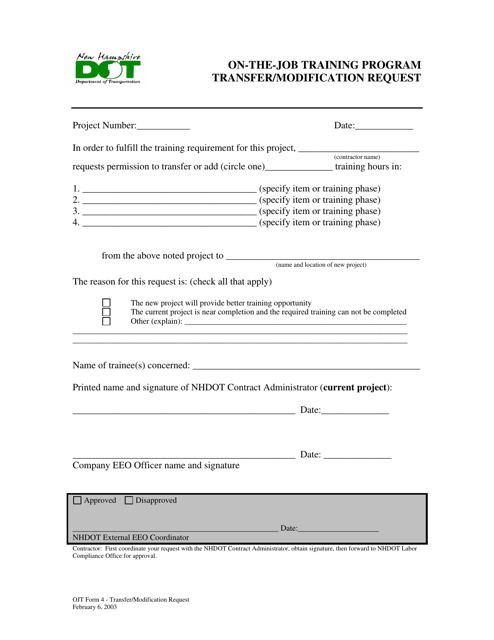OJT Form 4  Printable Pdf