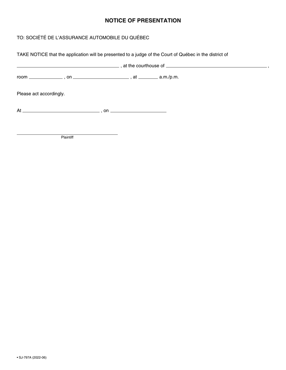 Form SJ-797A Application for Release From Seizure - Quebec, Canada, Page 5