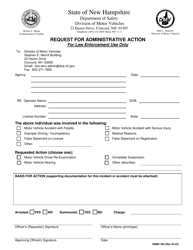 Document preview: Form DSMV384 Request for Administrative Action for Law Enforcement Use Only - New Hampshire