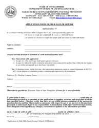 Document preview: Application for Bulk Milk Hauler License - New Hampshire