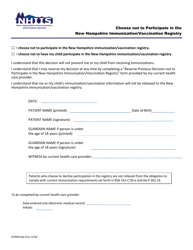 Document preview: Choose Not to Participate in the New Hampshire Immunization/Vaccination Registry - New Hampshire