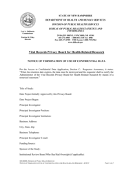 Document preview: Notice of Termination of Use of Confidential Data - New Hampshire
