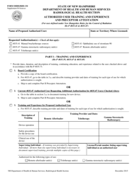 Document preview: Form RHS-1M Supplement B Authorized User Training and Experience and Preceptor Attestation - New Hampshire