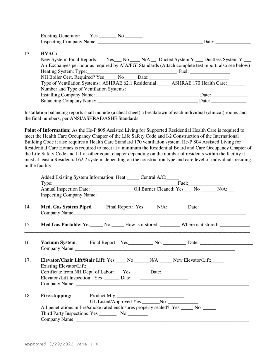Dhhs Final Inspection for Licensure (Life Safety  Physical Environment) - New Hampshire, Page 4