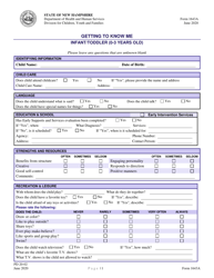 Form 1643A Getting to Know Me - Infant/Toddler (0-3 Years Old) - New Hampshire