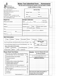 Water Test Submittal Form - Homeowner - New Hampshire, Page 3
