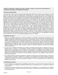 Solicitud De Ayuda Financiera Para La Tuberculosis De Nh - New Hampshire (Spanish), Page 3