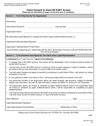 BFA Form 776 &quot;Client Consent to Grant Nh Easy Access&quot; - New Hampshire