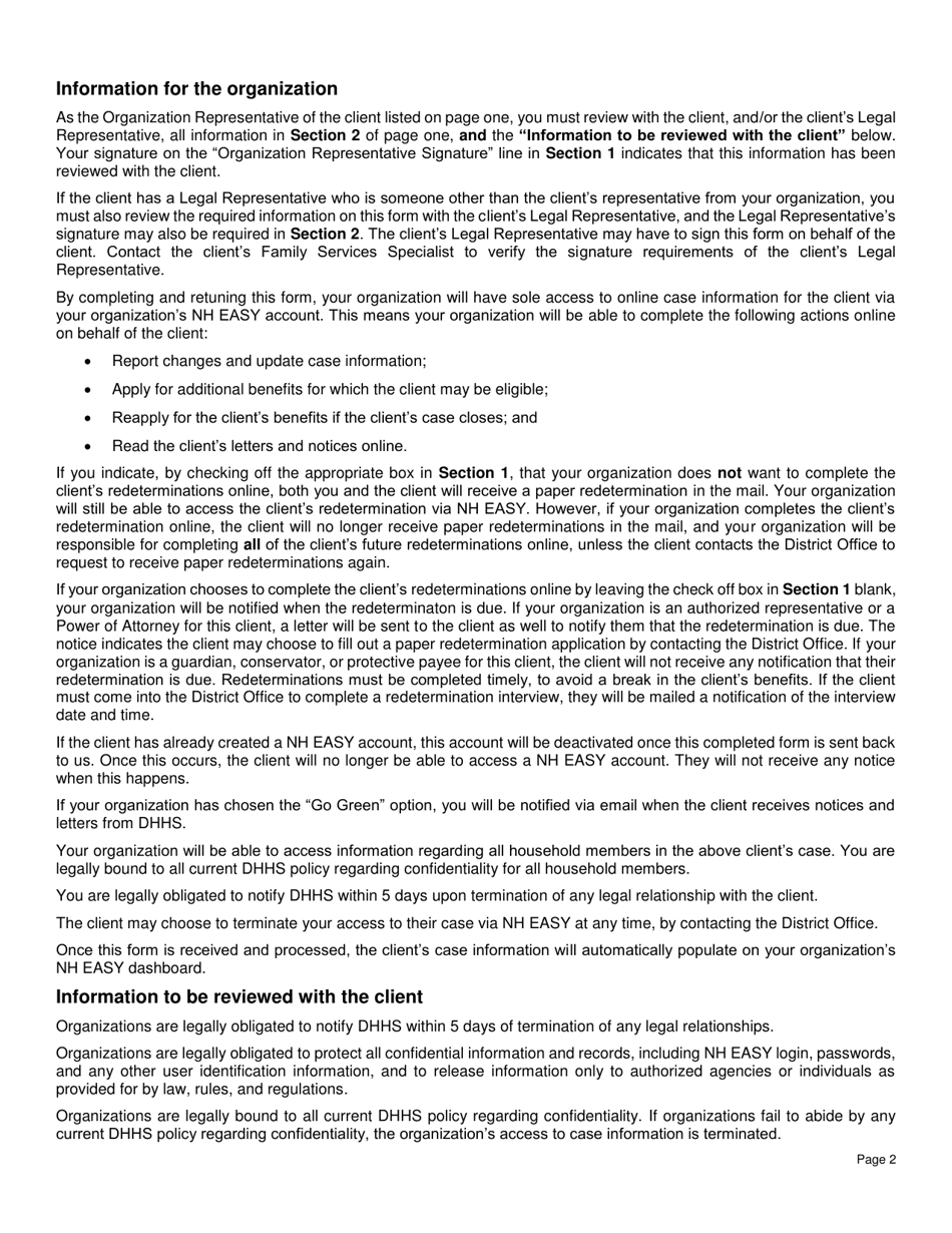 BFA Form 776 Client Consent to Grant Nh Easy Access - New Hampshire, Page 2