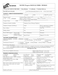 Nh Wic Program Manual Form - Woman - New Hampshire