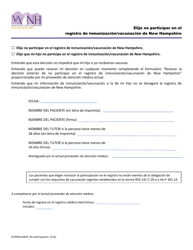 Document preview: Elijo No Participar En El Registro De Inmunizacion/Vacunacion De New Hampshire - New Hampshire (Spanish)