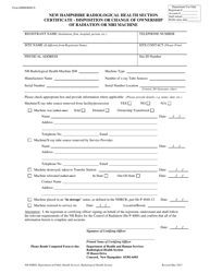 Document preview: Form RHS-D New Hampshire Radiological Health Section Certificate - Disposition or Change of Ownership of Radiation or Mri Machine - New Hampshire
