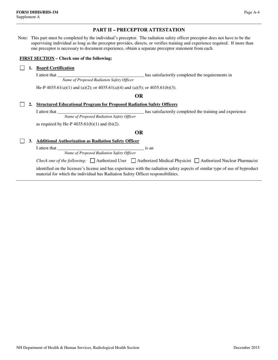 Form RHS-1M Supplement A - Fill Out, Sign Online And Download Printable ...