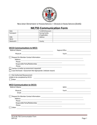 Form CP-8 &quot;Mltss Communication Form&quot; - New Jersey