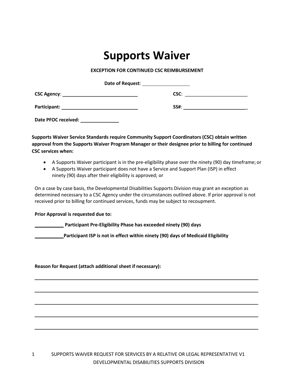 Supports Waiver Exception for Continued Csc Reimbursement - New Mexico, Page 1