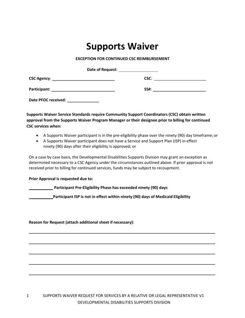 Supports Waiver Exception for Continued Csc Reimbursement - New Mexico Download Pdf