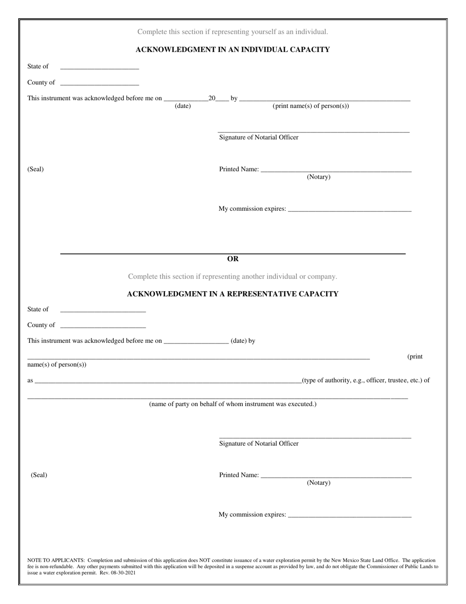 Application for a Rule 12 (19.2.12 Nmac) 60-day Water / Soil Boring Exploration Permit - New Mexico, Page 3