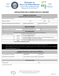 Application for a Correction of a Record - Nevada