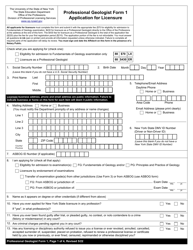 Professional Geologist Form 1 Professional Geologist Application for Licensure - New York