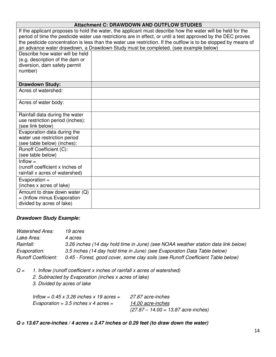 Application for a Permit to Use a Pesticide for the Control of an Aquatic Pest - Title 6 Nycrr Part 327 / 328 / 329 - New York, Page 14